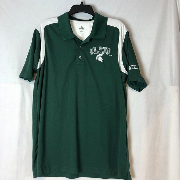Men KA Knights Apparel Michigan State Spartans Polo Shirt Green SZ L.        MT - Picture 1 of 6